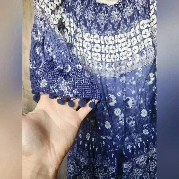 Anthropologie Raga Mazo Pommed Boho Blue Romper Women's Small - Picture 8 of 11